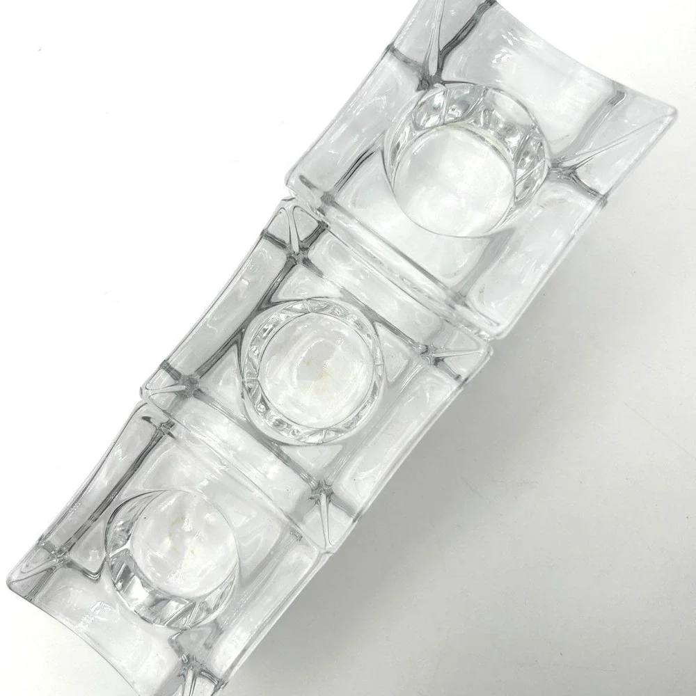 Orrefors Celeste Crystal Votive Tea Light Candle Holder Set 3 Graduated Sizes